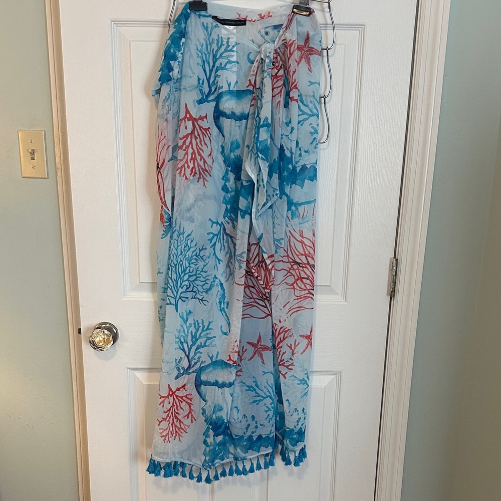 White House Black Market Blue and Red Swim Sarong